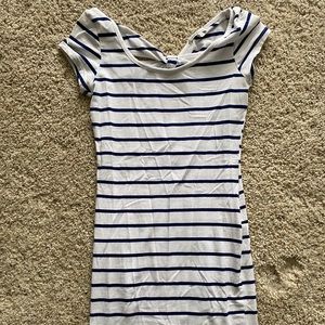 Navy, white striped t shirt dress